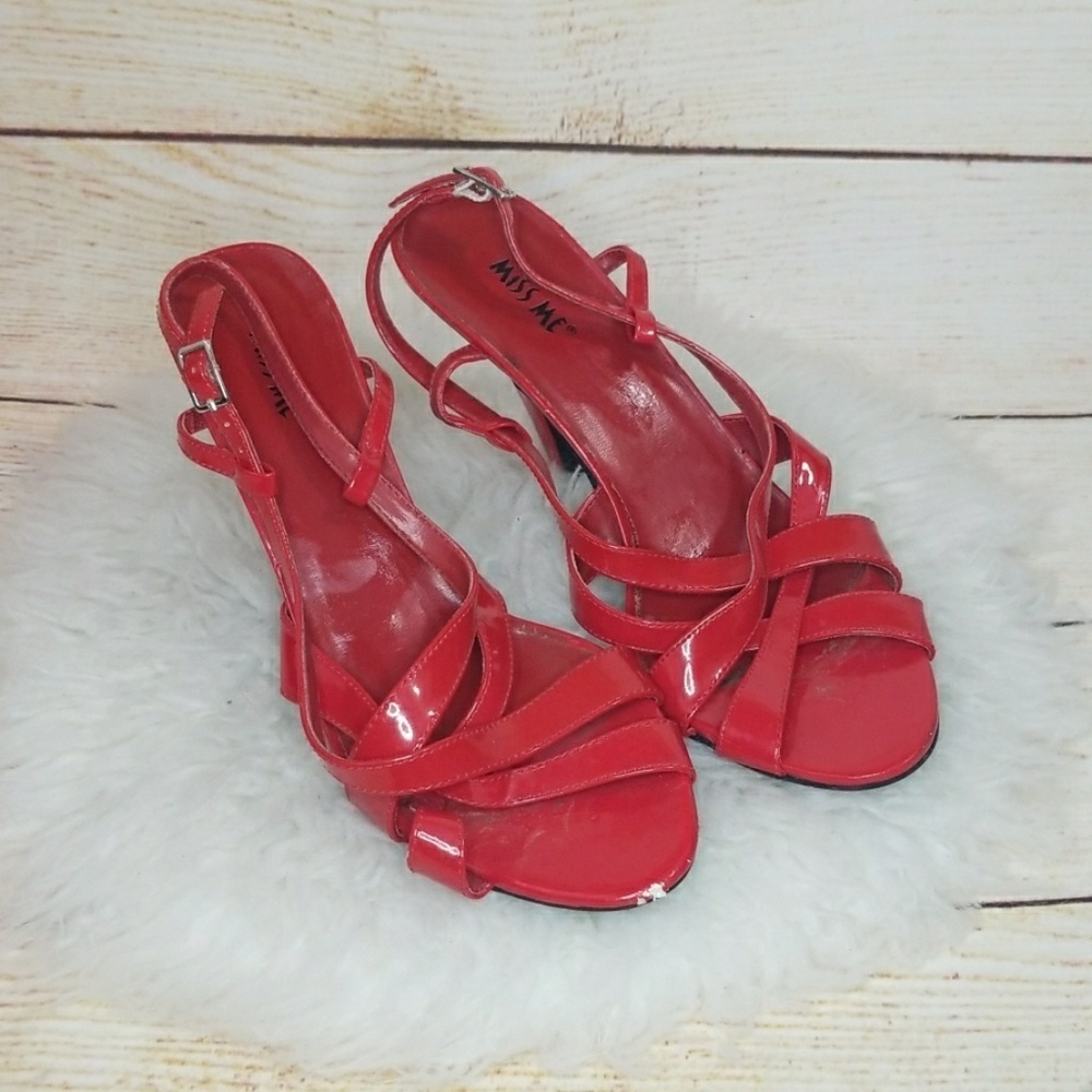 Miss Me Symbol strappy red slingback heels size 8.5